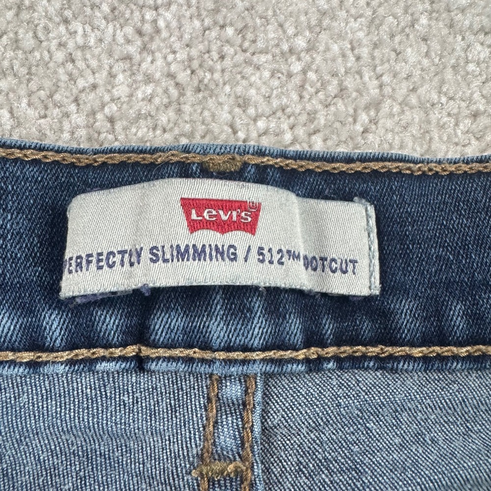 Levis 512 Perfectly Slimming Bootcut Jeans Womens 10S Dark Wash Embellished Blue - Picture 4 of 9